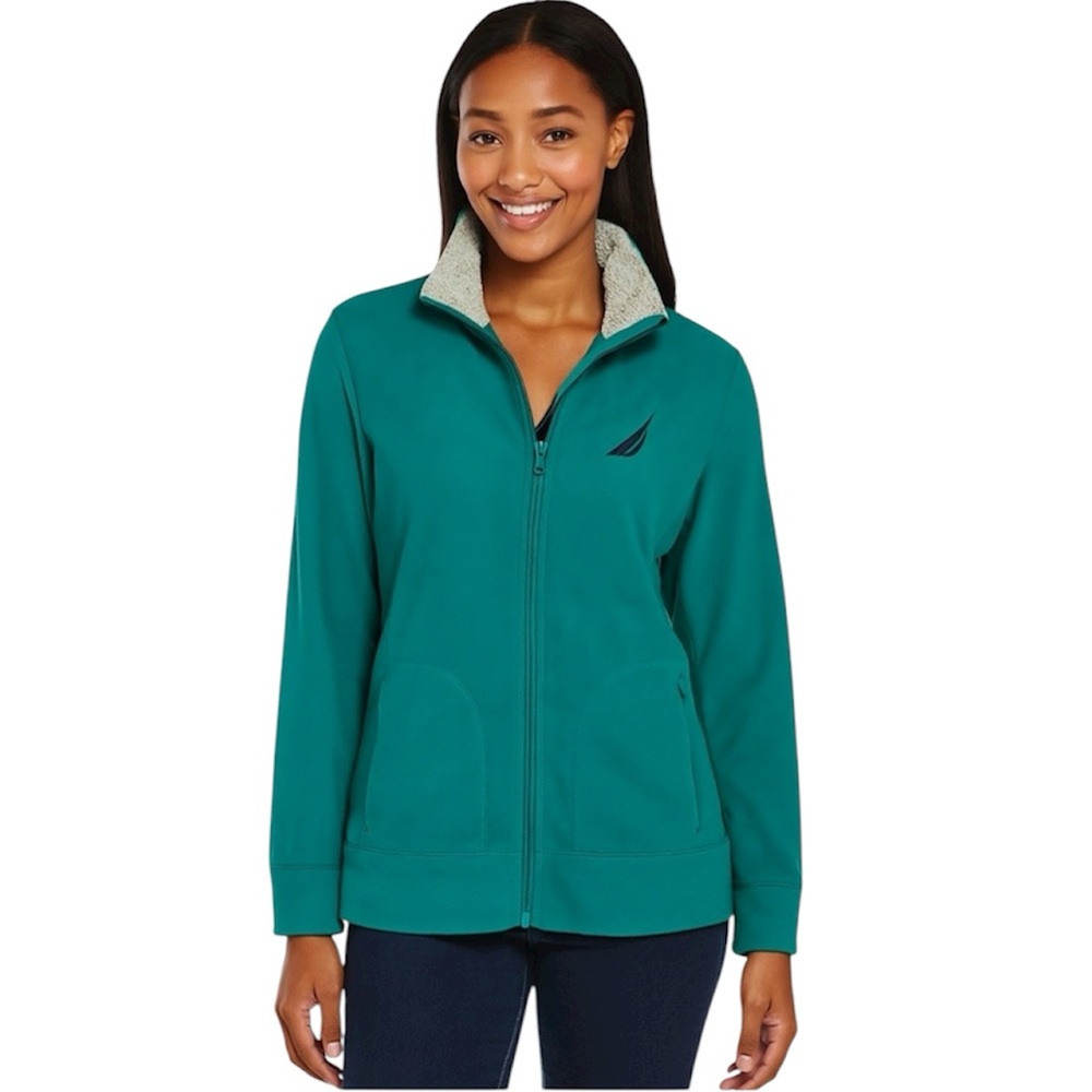 Nautica green fleece jacket women’s small